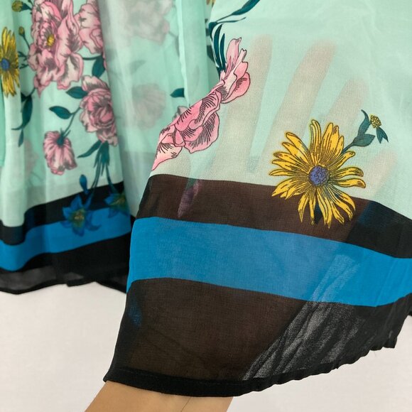 New Lane Bryant size 22/24 Floral Chiffon Flare Sleeve Open Front Feminine Top - Picture 6 of 10